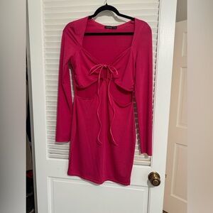 Pink body con cut out dress